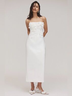 Acler Castleford 3D Floral Column Midi Dress
